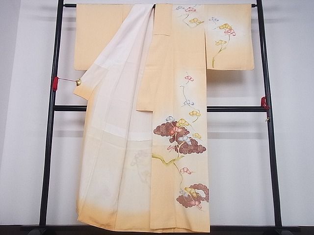 平和屋-こころ店■訪問着　駒刺繍　松　暈し染め　金彩　着丈154cm　裄丈64cm　正絹　逸品　B-ag5169_画像2