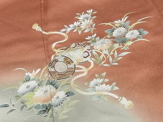 平和屋-こころ店■訪問着　花鼓文　暈し染め　金彩　着丈157.5cm　裄丈63.5cm　正絹　逸品　A-ja4587_画像4