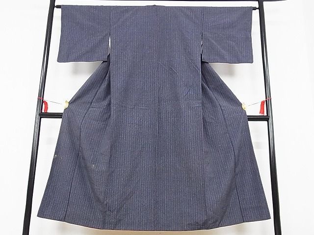 平和屋-こころ店■上質な紬　縞　着丈147cm　裄丈62cm　正絹　逸品　B-ey6262_画像2