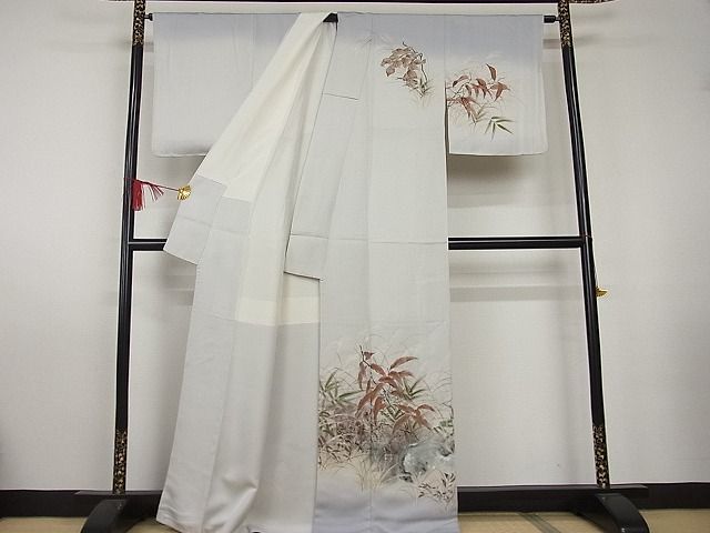 平和屋-こころ店■訪問着　作家物　手描き　枝葉文　着丈163.5cm　裄丈64cm　正絹　逸品　A-br6414_画像3