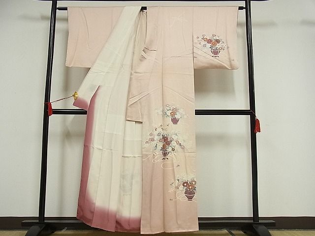 平和屋-こころ店■訪問着　花籠文　暈し染め　着丈156cm　裄丈63cm　正絹　逸品　B-np9948_画像2