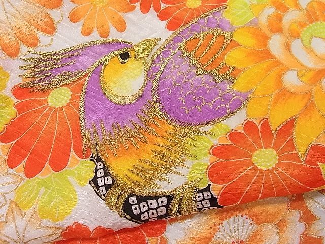 平和屋1■女の子　祝着　産着　初着　長襦袢セット　のしめ　お宮詣り　刺繍　花鳥文　金彩　洗える着物　ut5548_画像5