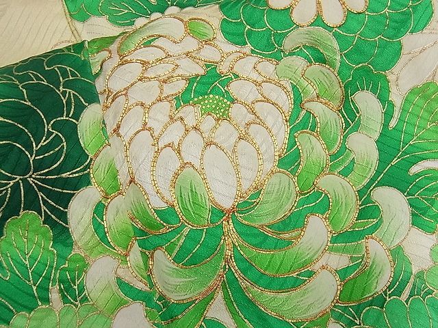 平和屋野田店■豪華振袖　絞り　駒刺繍　菊花籠文　金彩　逸品　n-mz7479_画像6