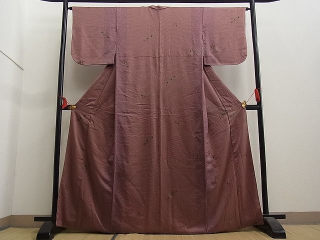 平和屋野田店■上質な小紋　舞梅間道　金彩　逸品　n-ar4061_画像2