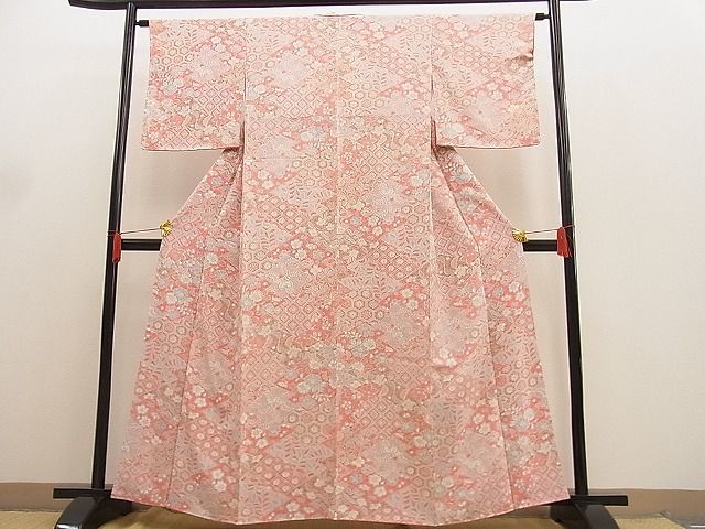 平和屋野田店■上質な小紋　辻が花　鬼しぼ縮緬　逸品　未使用　n-ne2615_画像2