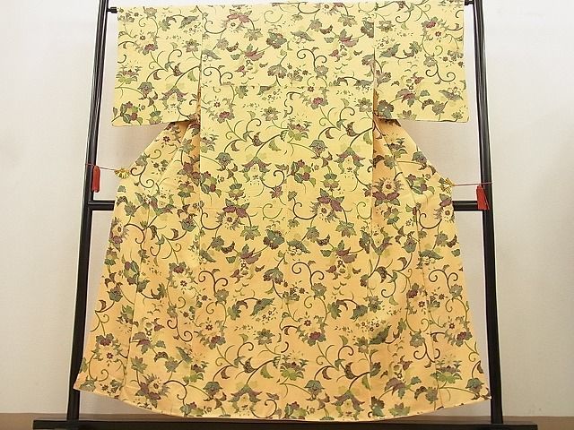 平和屋野田店■上質な小紋　更紗花唐草文　逸品　n-ne2553_画像2