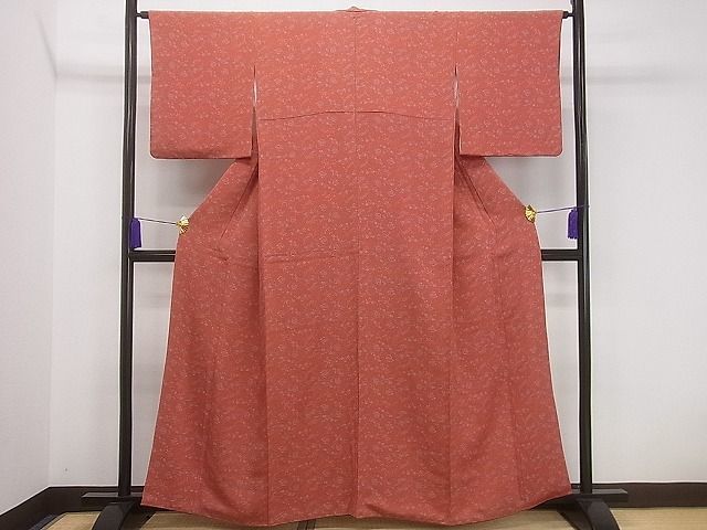 平和屋1■上質な小紋　宝尽くし枝桜文　鬼しぼ縮緬　逸品　gh5696_画像2