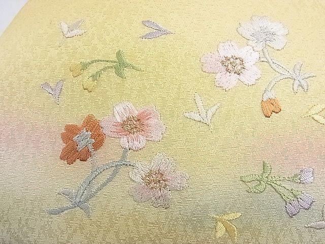 平和屋2■和装小物　バッグ・草履セット　紗織　刺繍　草花　逸品　aaa5164_画像3