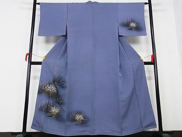 平和屋-こころ店■訪問着 草花文 暈し染め 金彩 着丈156.5cm 裄丈64cm 正絹 逸品 B-ag5272の画像1