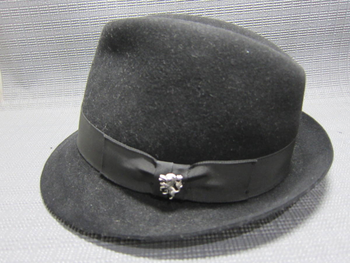 PHILIP TREACY フィリップトレーシー LONDON ロンドン　フェルトハット　中折れ帽子　ソフト帽　黒　Mサイズ　S2311A_画像2