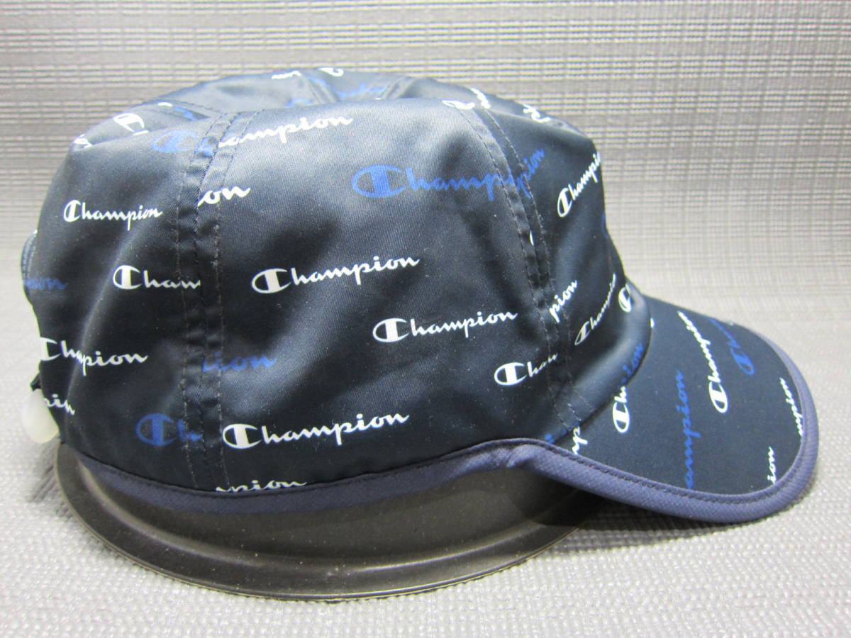 Champion チャンピオン マジックテープ キャップ 帽子 ロゴ総柄 紺 57～59cm J2311Aの画像4