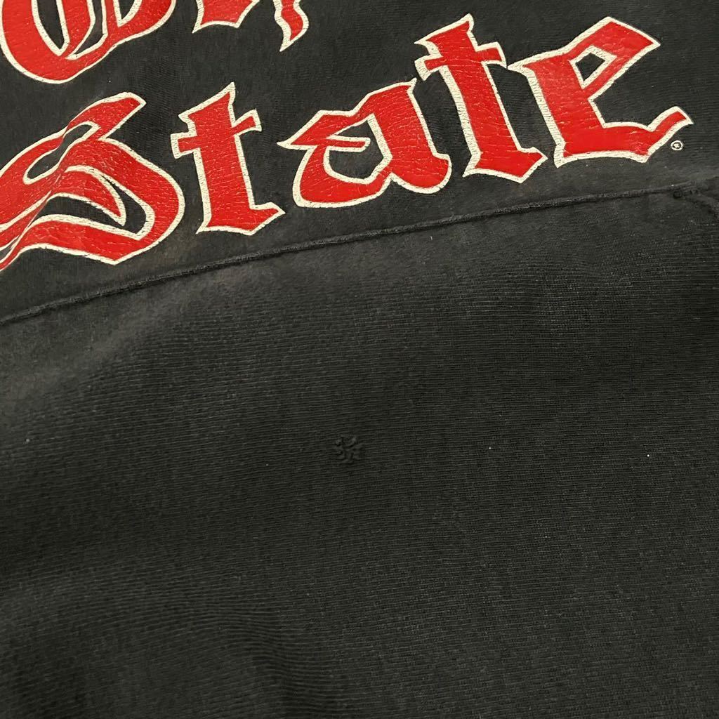 90s 刺繍タグ Champion リバースウィーブ スウェットパーカー Ohio State ブラック L ビンテージ USA製 オハイオ チャンピオン トリコ 黒_画像7