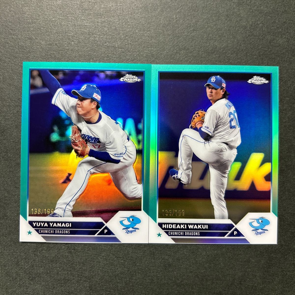 199枚限定 2023 Topps Chrome NPB 柳裕也 涌井秀章 Aqua Refractor_画像1