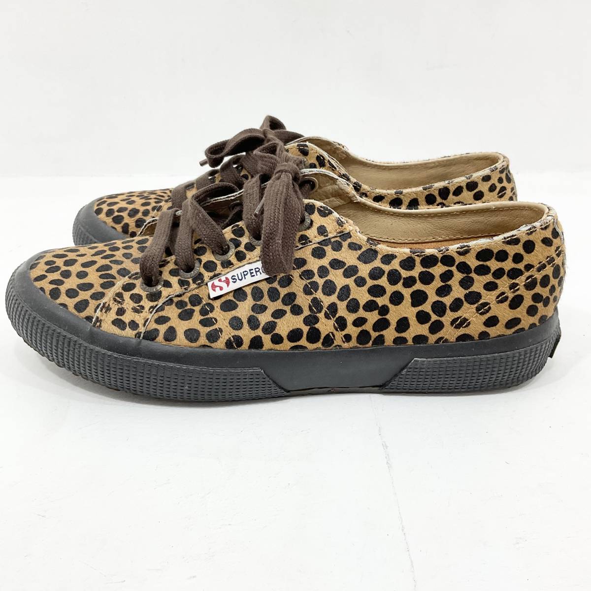 SUPERGA スペルガ レディーススニーカー EU 37 24.5cm〜25cm イタリアンスニーカー S00P60 アニマル柄 馬革 キャンバス （Ｅ1123）_画像5