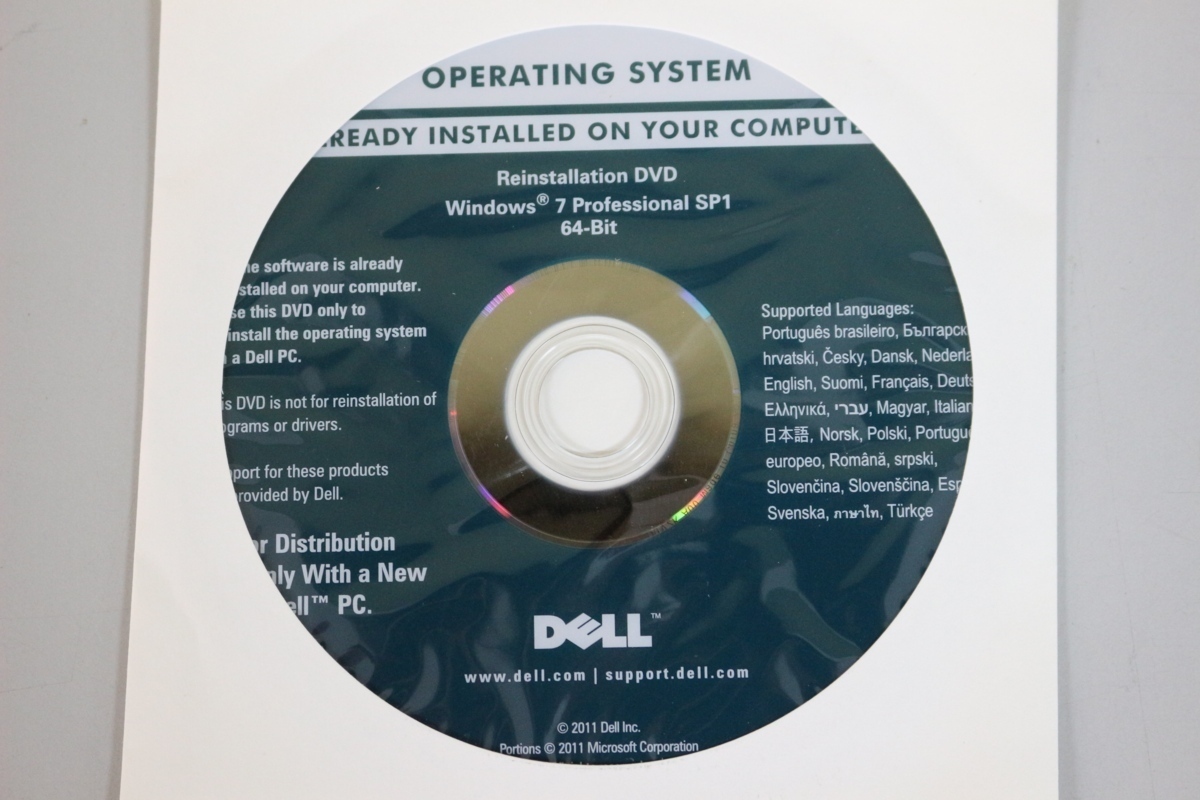 未開封 DELL Windows7 Pro 64bit SP1 インストール用 DVD ディスク Win7 Professional_画像1