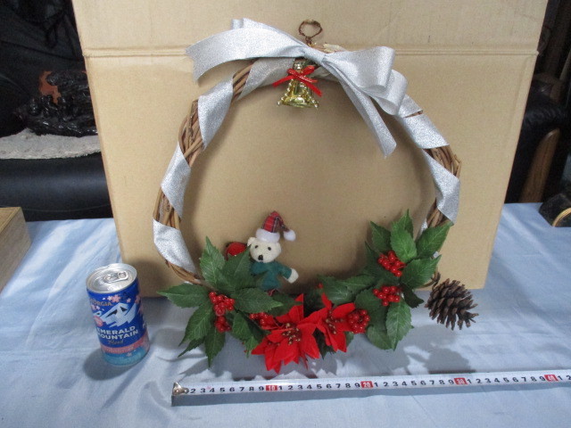 * Christmas wreath * decoration * ornament * Bear (.. Chan ) attaching * interior * miscellaneous goods * diameter approximately 30cm* antique *②