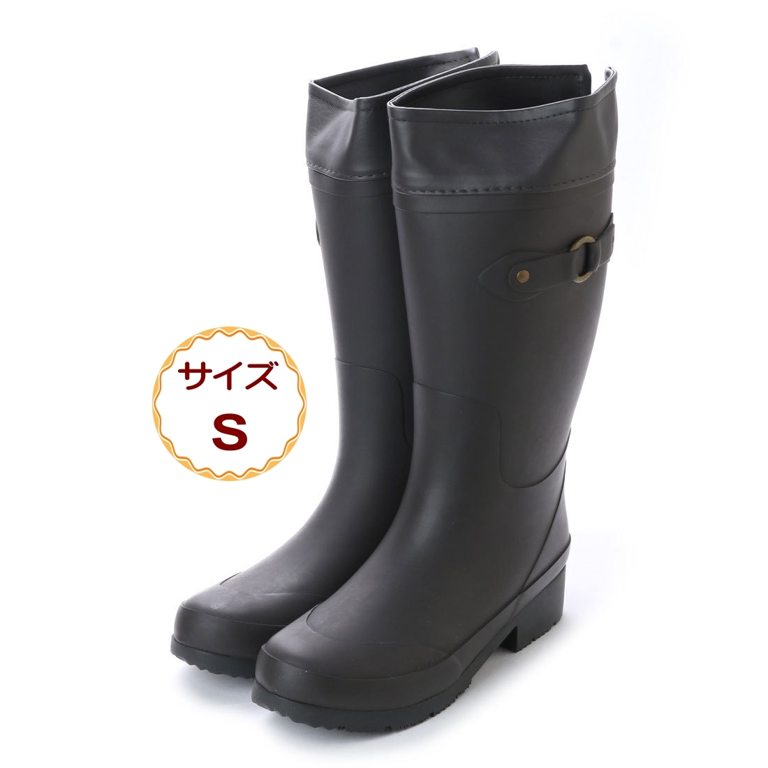  lady's long rain boots jockey boots Raver complete waterproof solid forming . slide bottom protection against cold heat insulation Brown 16032-brn-S ( 22.0 ~ 22.5cm )