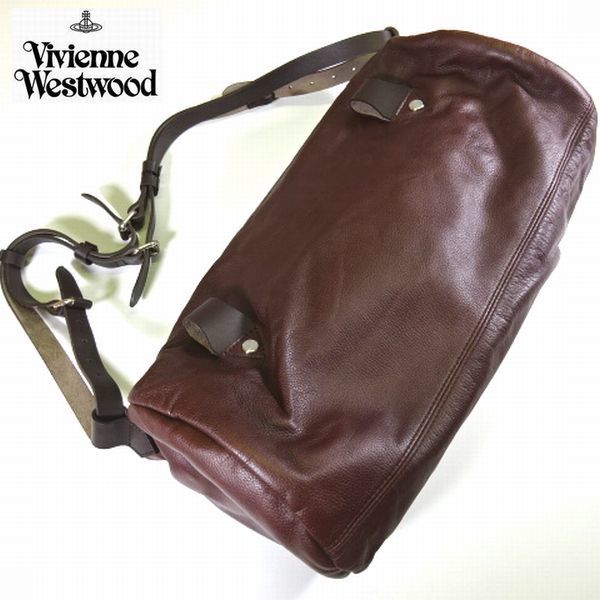 新品 Vivienne Westwood ヴィヴィアンウエストウッド 2WAY 本革レザー ショルダーバッグ 茶 メンズ 男性 紳士用_画像1