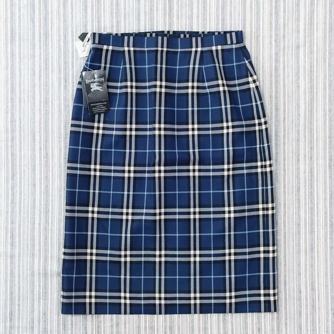 ^ including carriage ^* new goods *Burberrys/ Burberry * standard check pattern * to coil skirt * navy blue *42/LL