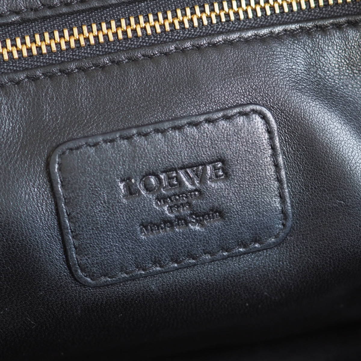 希少美品★ ロエベ LOEWE アマソナ 35 ハンドバッグ ボストンバッグ バイカラー アイボリー ブラック ゴールド レザー ロゴ アナグラム_画像8