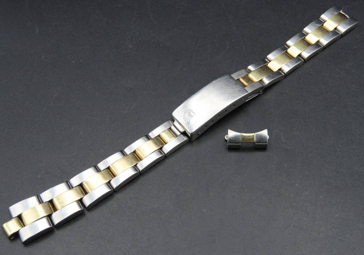 1円～！ROLEX ロレックス 純正オイスターブレス 78343-14 FF490 G 取付幅約13mm YGコンビ 3連 ヴィンテージ レディース 腕時計 パーツ 30_画像1