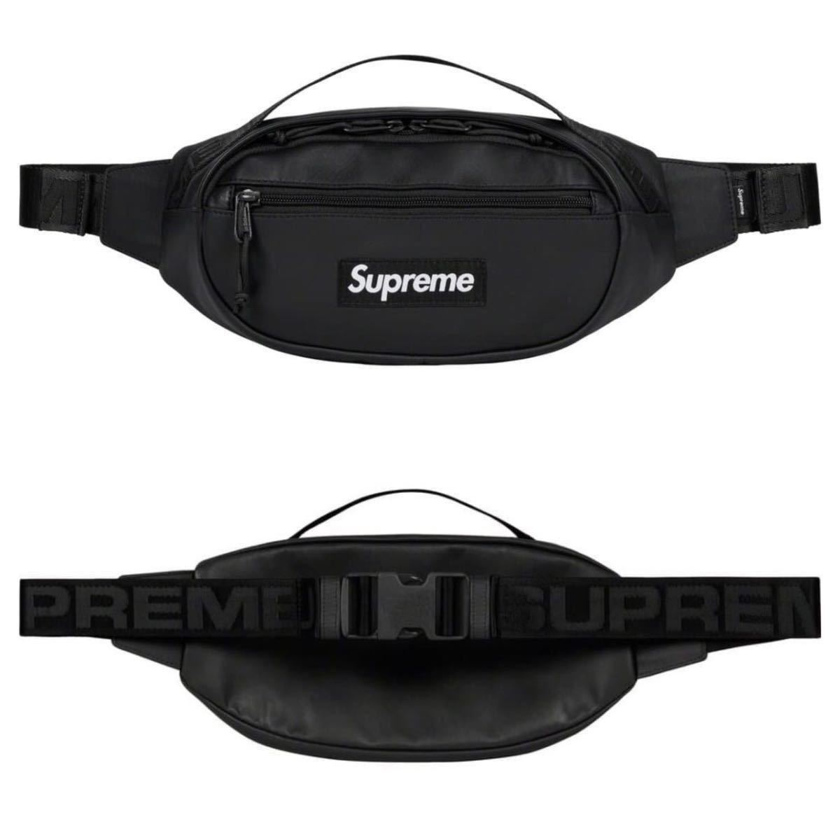 【新品 黒 23AW Leather Waist Bag】 supreme 23fw レザー shoulder backpack duffle tote utility pouch north face expedition wallet_画像1