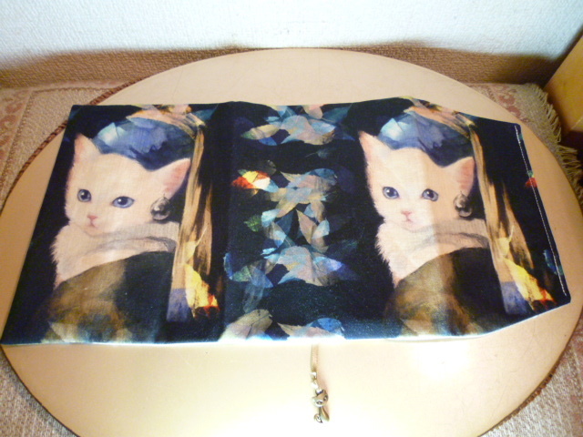  cat pattern cloth made book cover spin previously cat decoration attaching new goods * unused * exhibition goods 