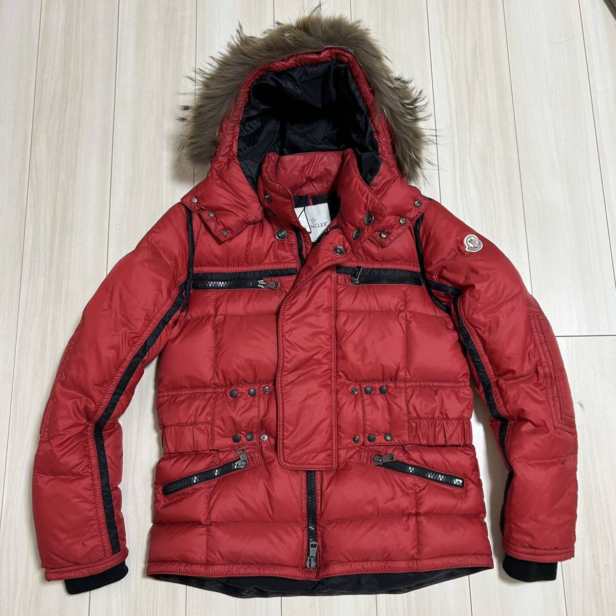 【最安値】MONCLER モンクレール　ダウンジャケット　ファー　赤　2_画像1