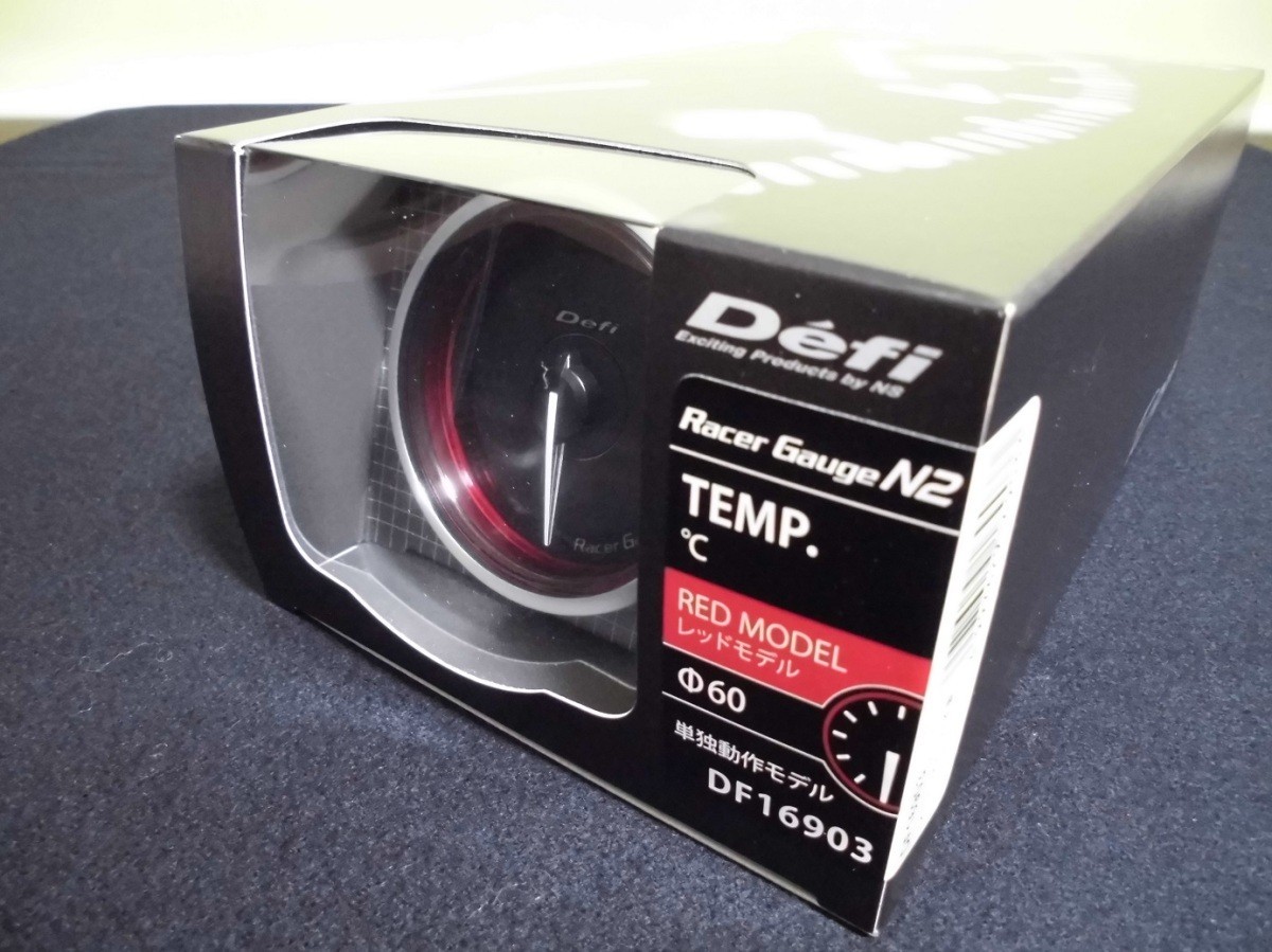 Defi　Racer Gauge デフィ レーサーゲージ　N2 60φ　（レッド）温度計　（水温計、油温計などに） DF16903_画像1