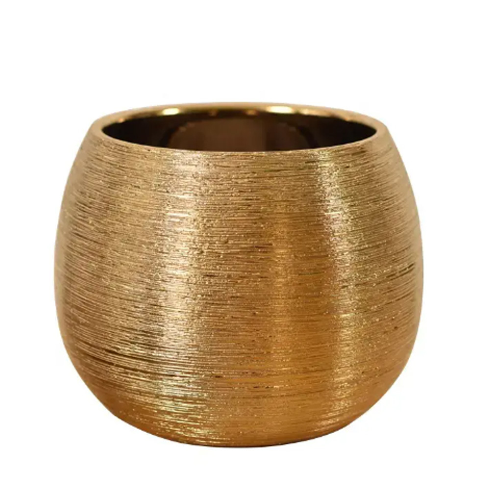  special price Gold pot M 1 piece ( inspection : yellow gold height . stylish interior plant pot . root plant gold color gold vase pot cover 