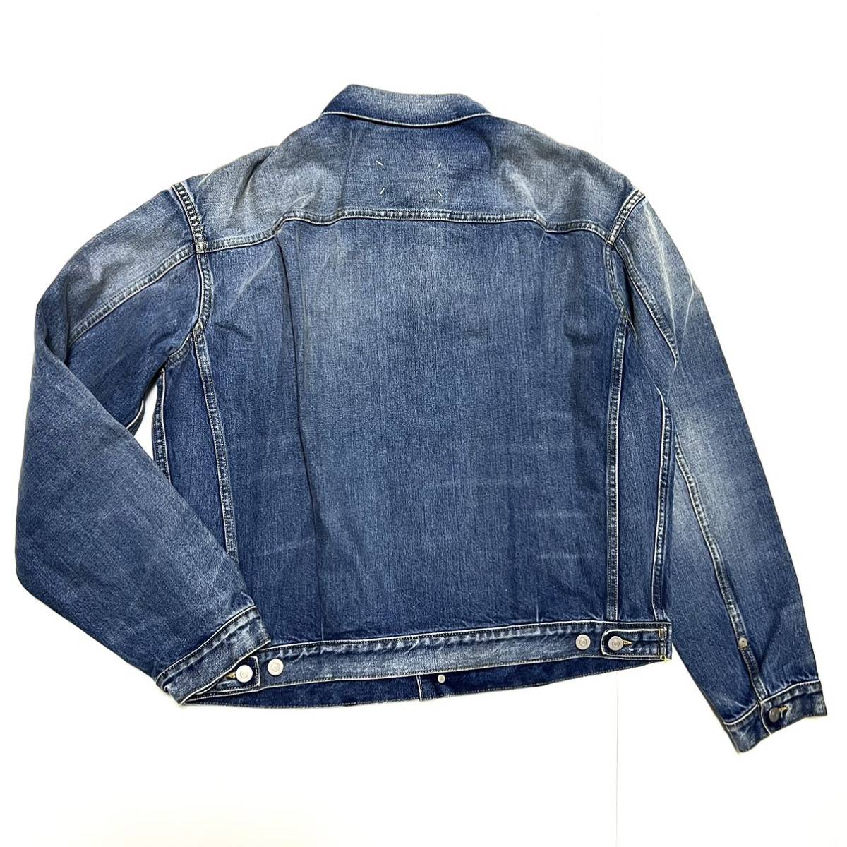 52 新品 メゾンマルジェラ ダメージ 加工 デストロイド デニム ジャケット クロップド DESTROYED DENIM JACKET 4ステッチ ヴィンテージ_画像4