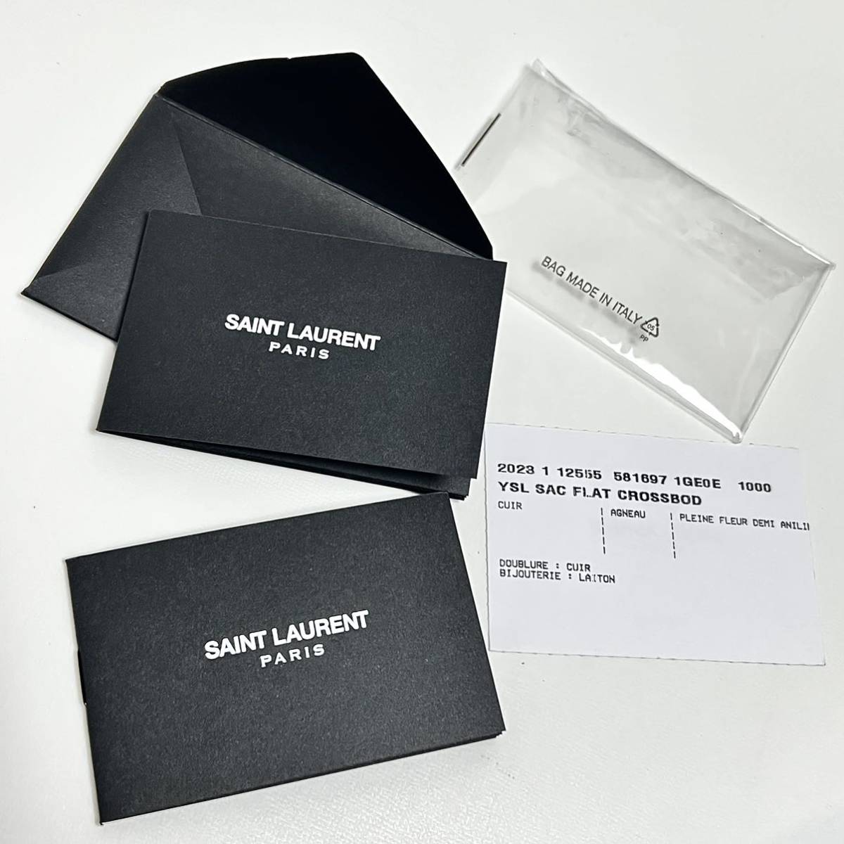 幸せなふたりに贈る結婚祝い 新品 サンローラン Saint Laurent レザー フラット ポーチ シド 黒 ブラック ミニ ショルダー