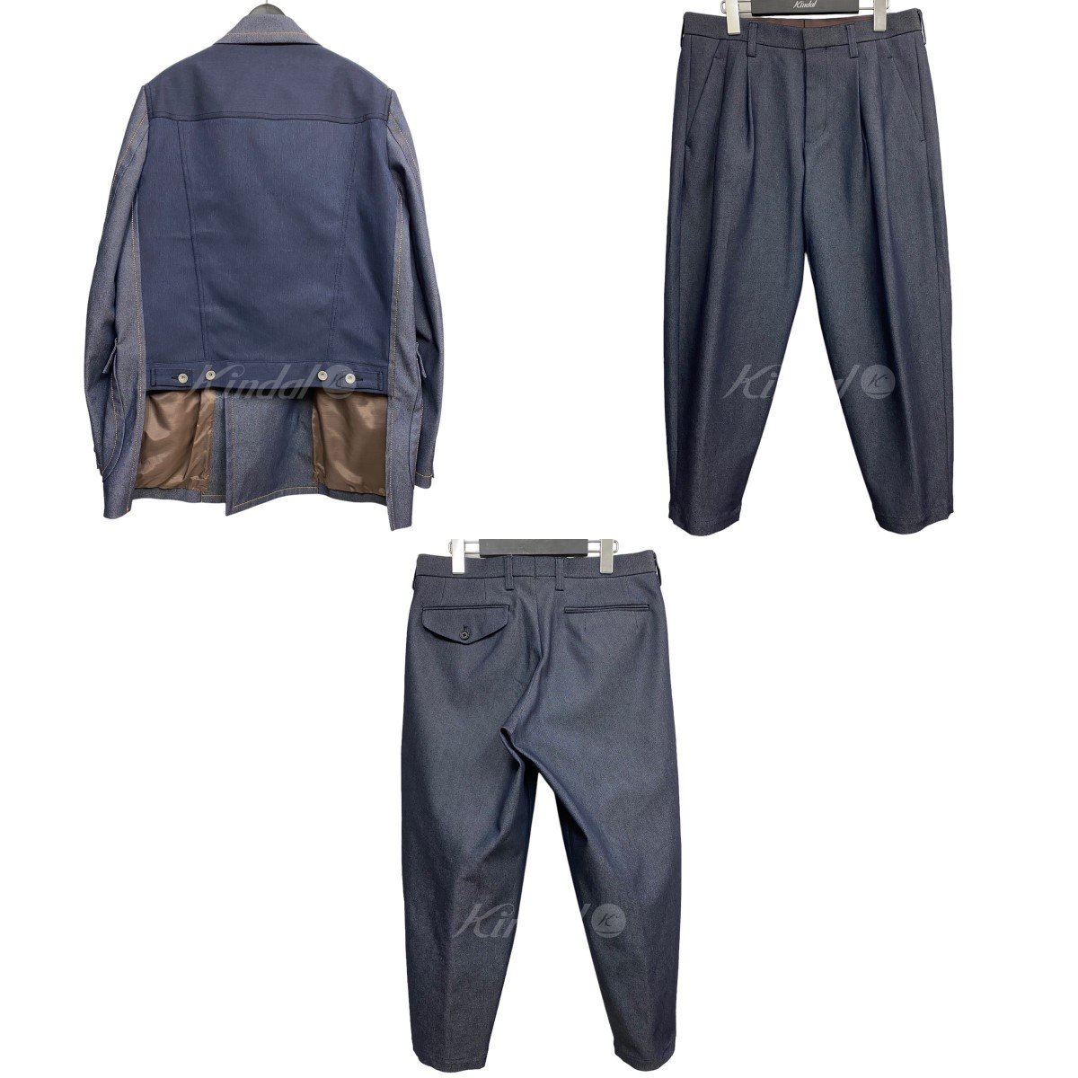 kolor 21SSdo King Denim double breast jacket & tapered tuck pants setup commodity number :8069000094671