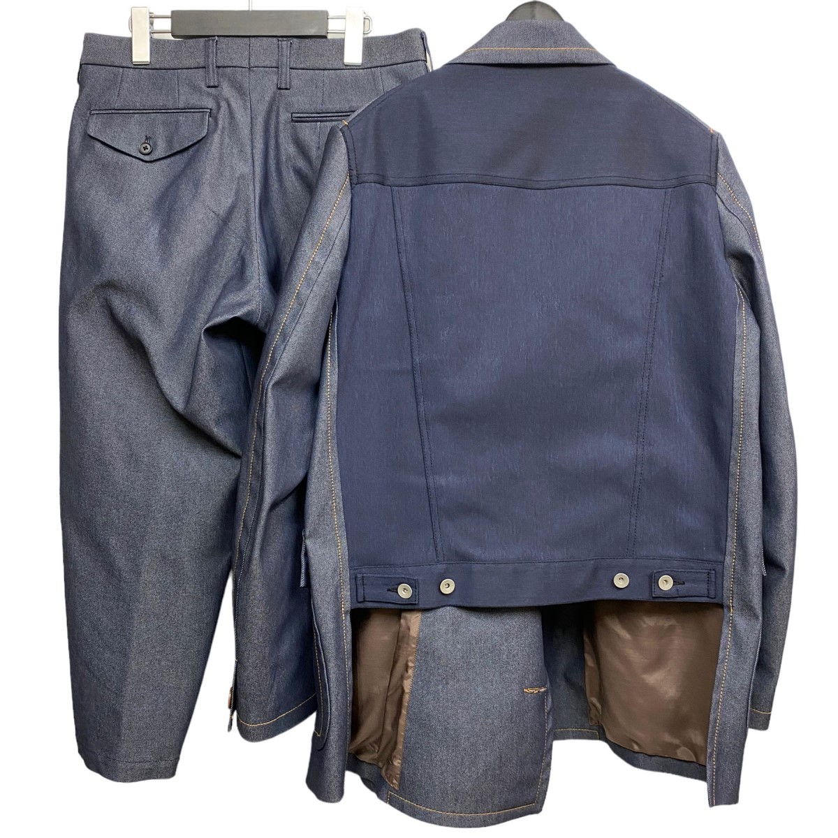 kolor 21SSdo King Denim double breast jacket & tapered tuck pants setup commodity number :8069000094671