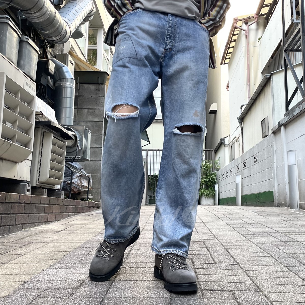 ANCELLM×WISM ACW1 SELVEDGE WIDE USED damage processing wide Denim pants commodity number :8069000096491