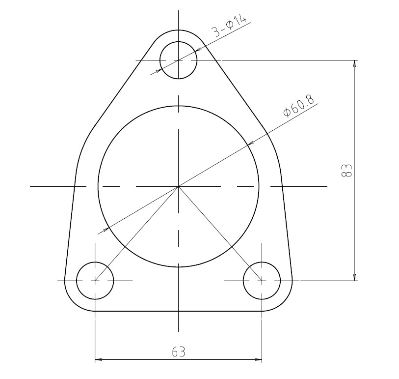 【補給部品】●CL1用 Φ60.5ガスケット計2枚（IN側、OUT側 各1枚)※当社アコード トルネオ ユーロR用触媒ストレートパイプ適応品(G-CL1FR32_フロントガスケット簡易寸法図