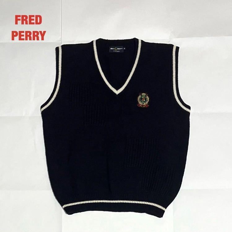 希少】FRED PERRY フレッドペリー ニットベスト Vネック パッチワーク