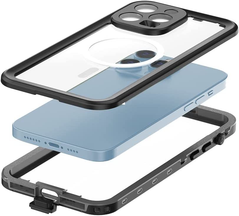 iphone 14 Pro防水ケース iphone 14 Pro防水カバー6.1インチ IP68規格 超強防水力マグネット搭載 Qi充電対応 フェイスID 指紋認証対応_画像2