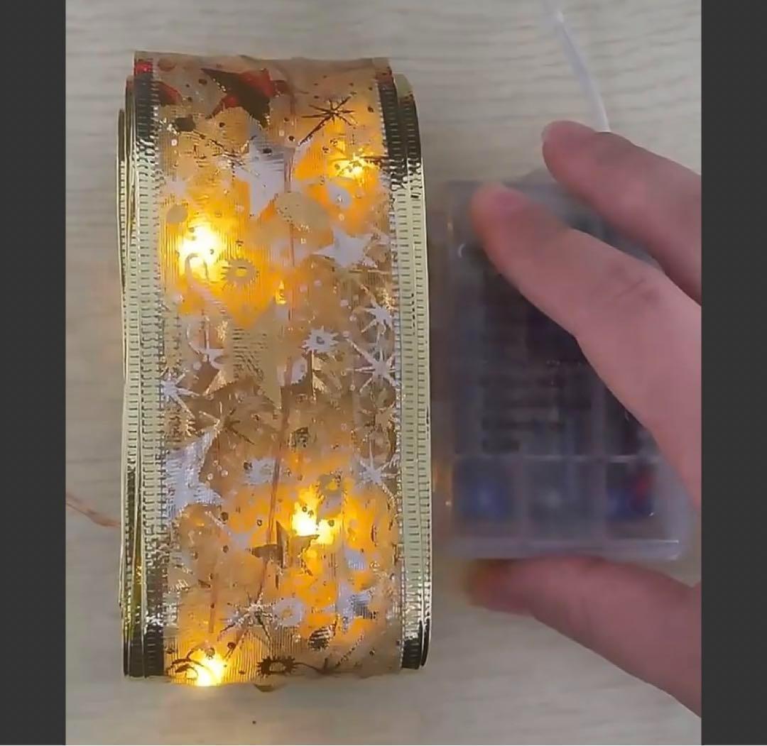 クリスマス リボン LEDライト ゴールド 2m イルミネーション ツリー_画像7