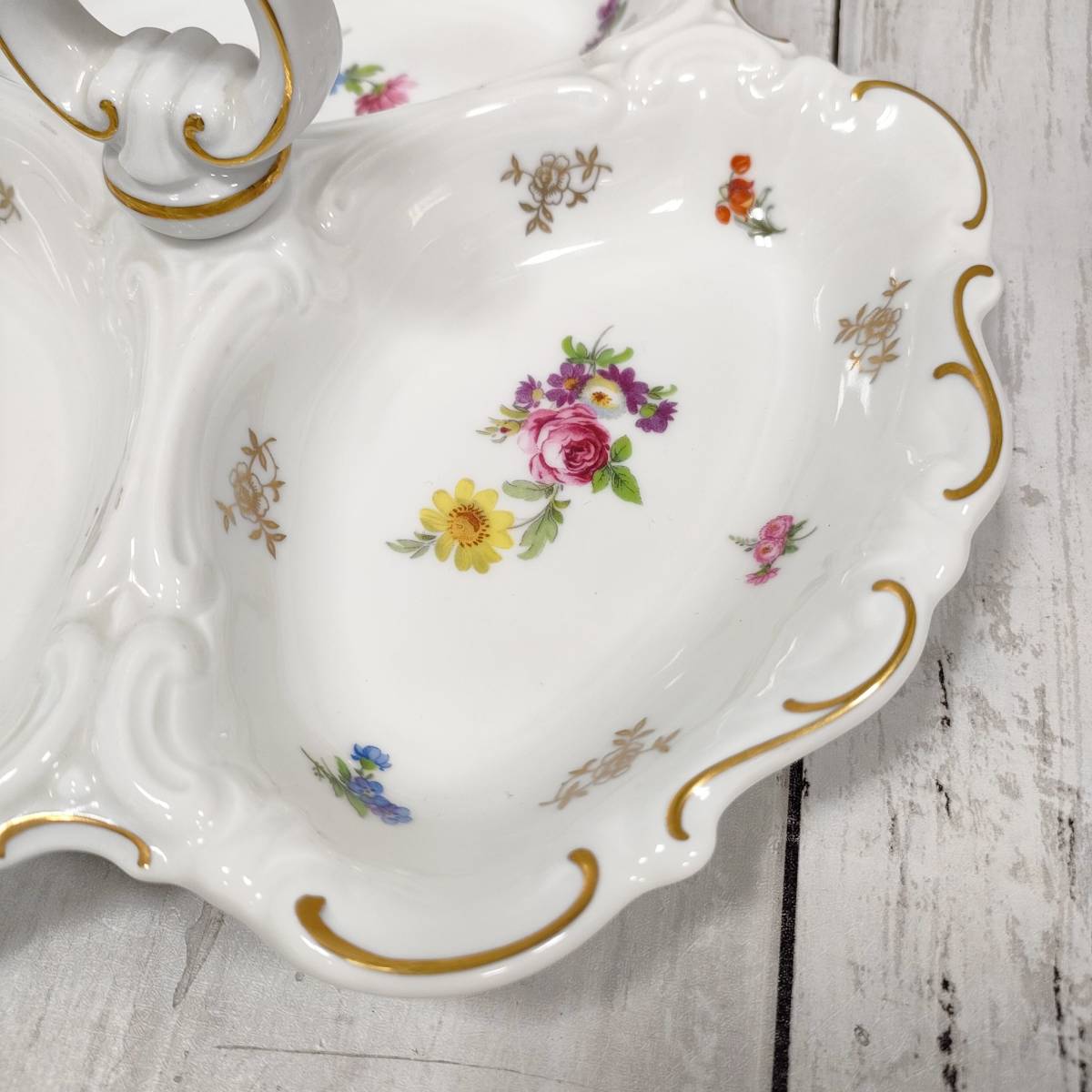 チューリンゲン・ポーセリン ライヒェンバッハ Thuringian Porcelain ドイツ製 陶器 花柄 菓子皿 プレート 金彩 洋食器 食器 【14313_画像4