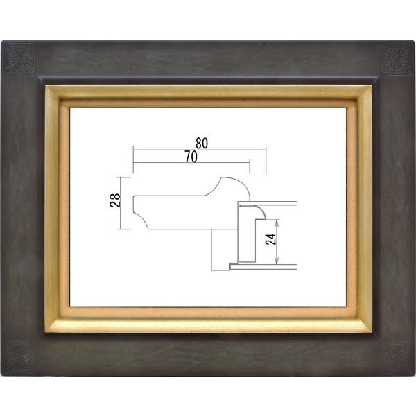 油絵/油彩額縁 木製フレーム 高級額縁 アクリル付 7103 サイズ P10号 アッシュグレー