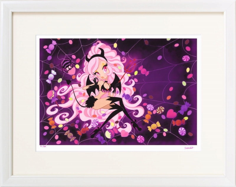 ジークレー版画 額装絵画 吉田すずか 「小悪魔リップ」 半切 美術品