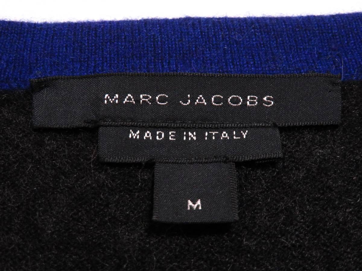 美品 イタリア製 MARCJACOBS マークジェイコブス 最高級カシミヤ100％ Vネックニットベスト バイカラー ふわとろ極上の肌触り メンズウエア_画像4