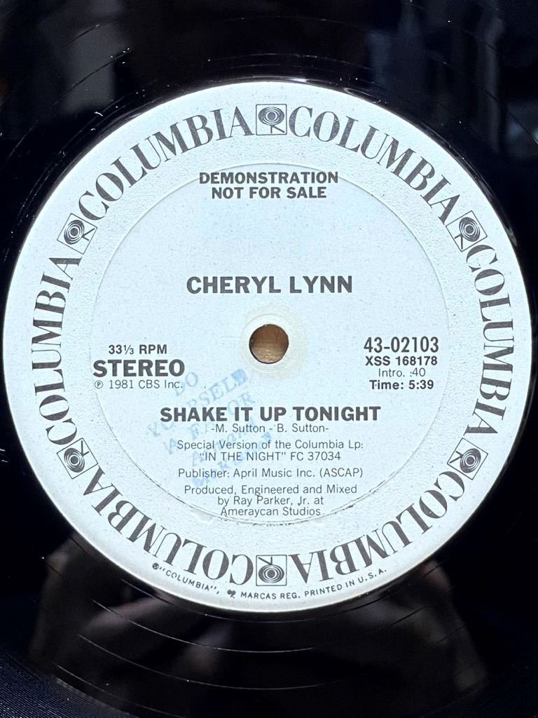 Cheryl Lynn - Shake It Up Tonight Columbia 43-02103 フォーマット：Vinyl ,12, 33 1/3 RPM ,Promo ,Stereo US 1981_画像3