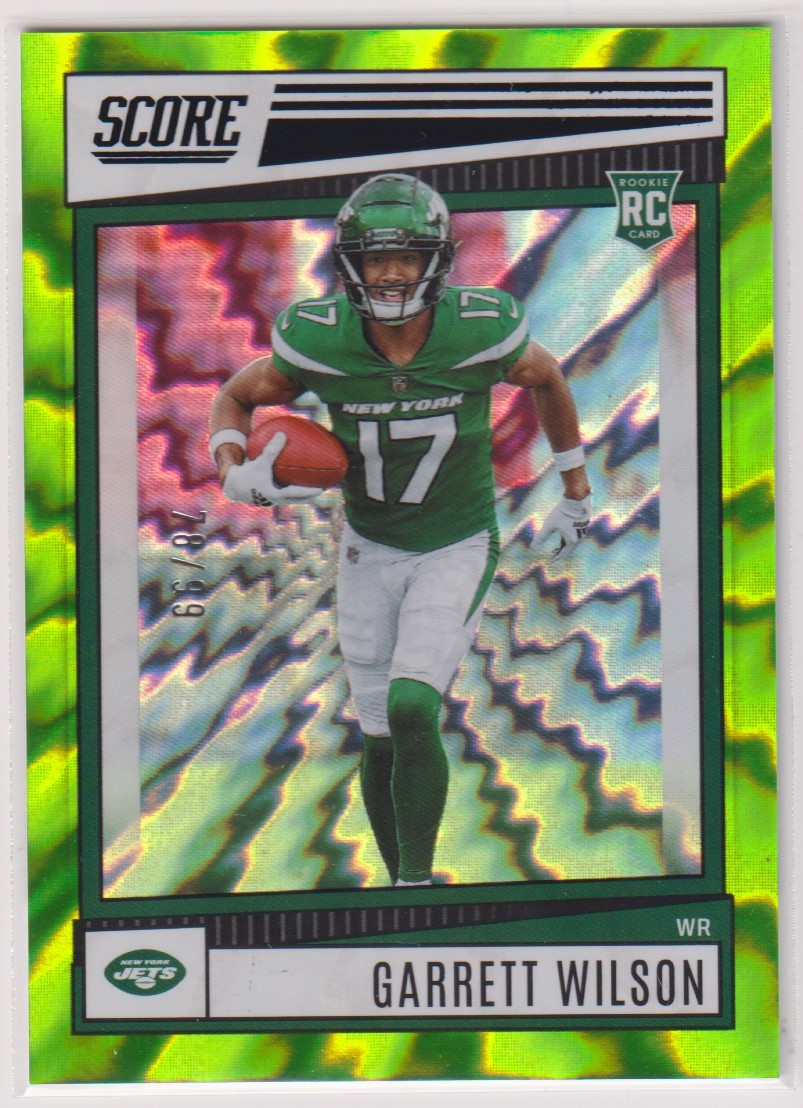 NFL GARRETT WILSON 2022 PANINI SCORE FOOTBALL No.306 JETS Rookie Card Electric /99 枚限定 ギャレット・ウィルソン ジェッツ 新人王_画像1