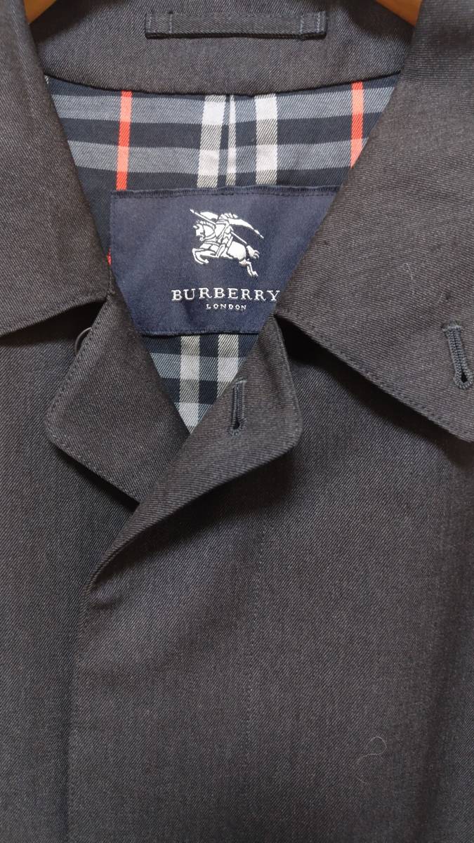 BURBERRY LONDON バーバリー ロンドン ステンカラーコート バルマカーンコート ロングコート ノバチェック M相当 グレー メンズ 日本製_画像4