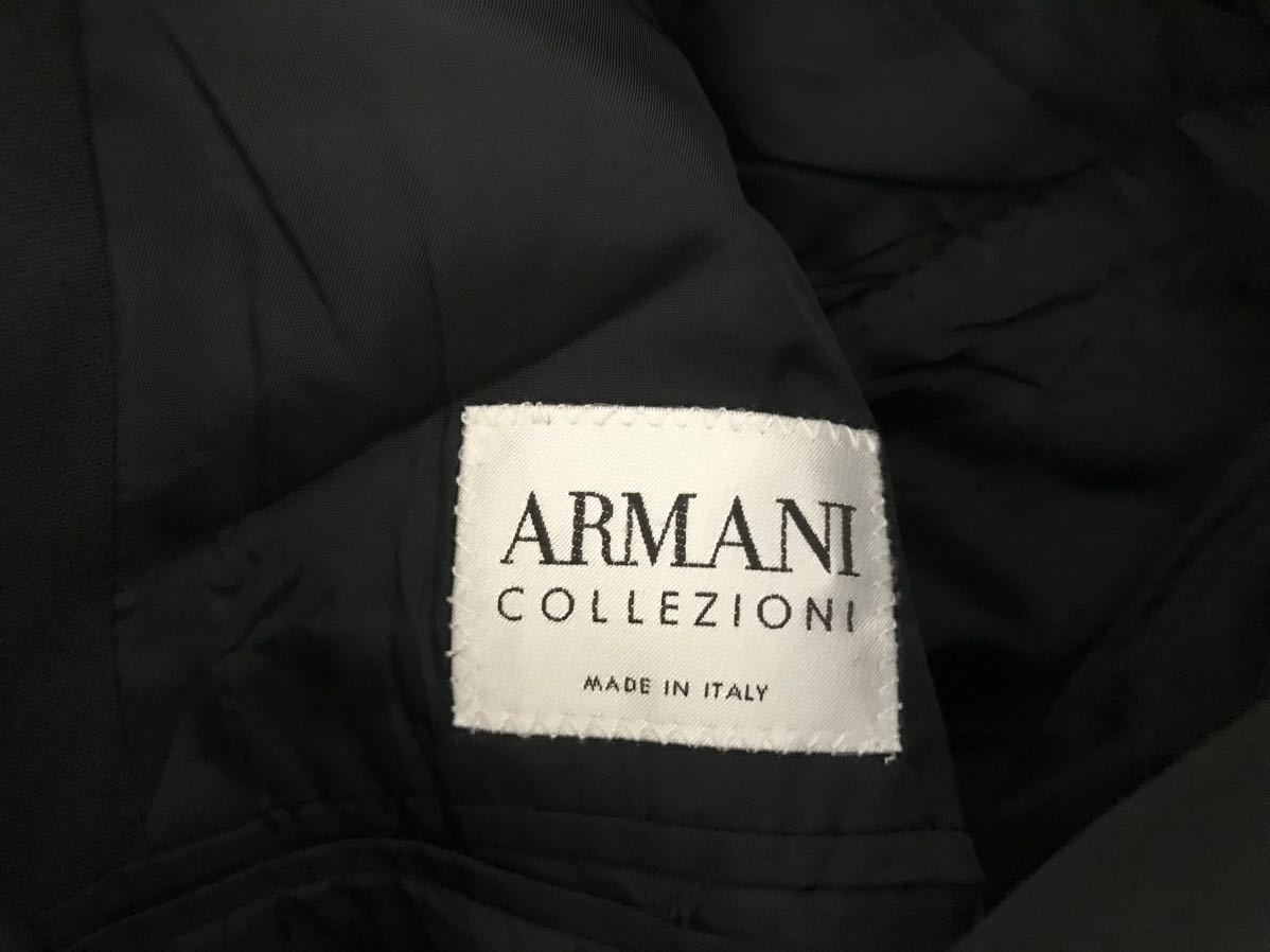 本物アルマーニコレツォーニARMANI COLLEZIONIウールテーラードジャケットメンズサーフミリタリービジネススーツ黒ブラック52イタリア製2XL_画像4