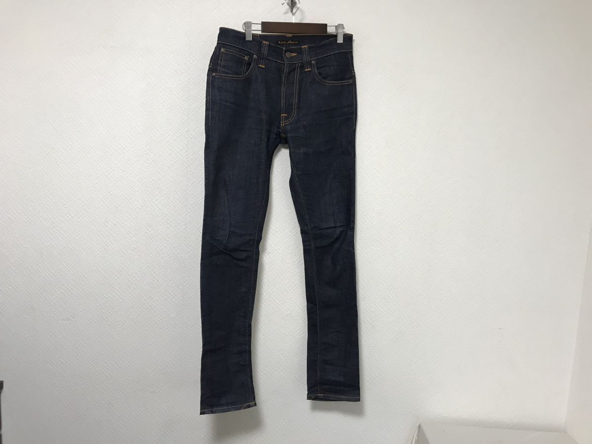 本物ヌーディージーンズNUDIEJEANSコットンノンウォッシュスキニーデニムパンツサーフアメカジワークミリタリービジネスメンズ青ブルー29