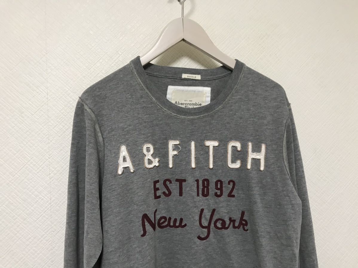  genuine article Abercrombie & Fitch and Fitch Abercrombie&Fitch cotton long sleeve T shirt long T men's Surf American Casual military business suit gray S maca o made 