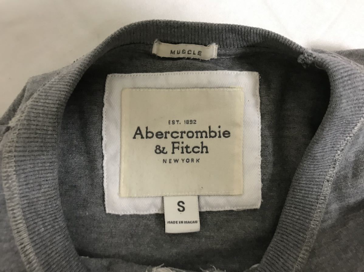  genuine article Abercrombie & Fitch and Fitch Abercrombie&Fitch cotton long sleeve T shirt long T men's Surf American Casual military business suit gray S maca o made 